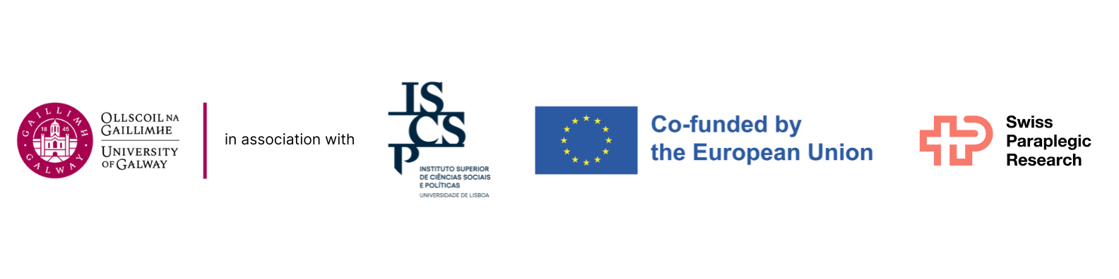 banner of logos for each partner in the PREPARED project. From left to right, University of Galway in association with ISCSP, the European Union and SPF