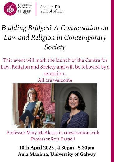 Poster for the launch of the Centre for Law, Religion and Society