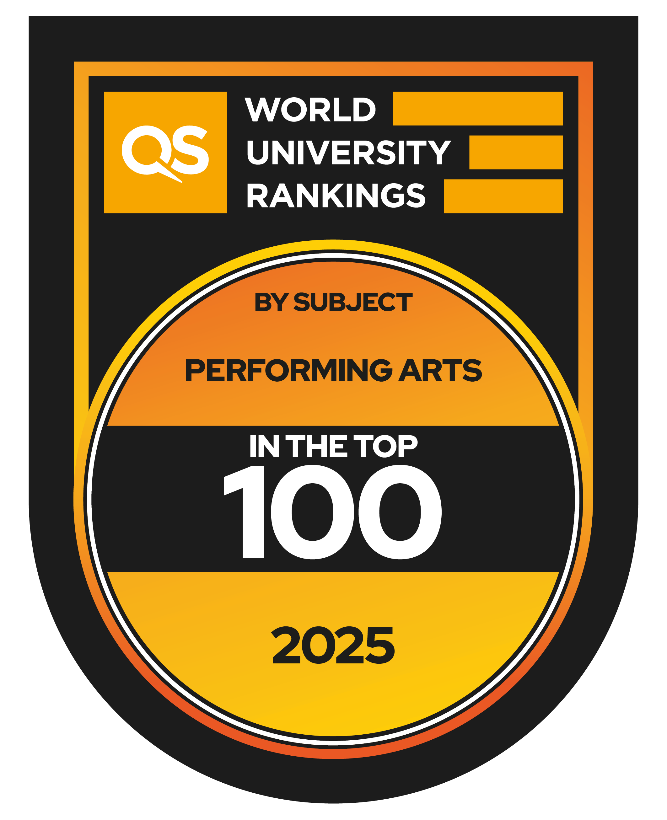 Top 100 subjects QS rankings badge for Performing Arts