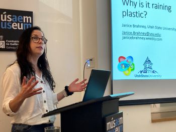 Dr Janice Brahney delivering a lecture at the Spring Lunchtime Lecture Series 2025 in the Galway City Museum