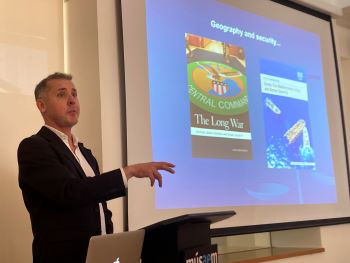 Professor John Morrissey delivering a lecture at the Spring Lunchtime Lecture Series 2025 in the Galway City Museum