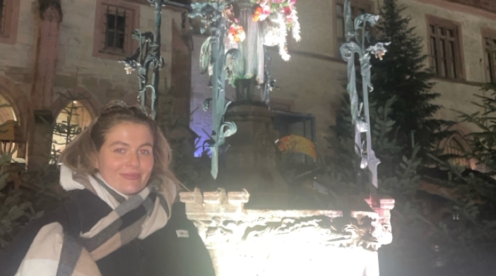 Ava Griffin pictured here in front of the famous Gänseliesel fountain in Göttingen