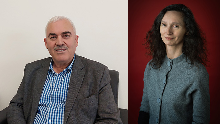Shawan Jabarin, General Director of Al-Haq, and Maureen Kennelly, Director at The Arts Council