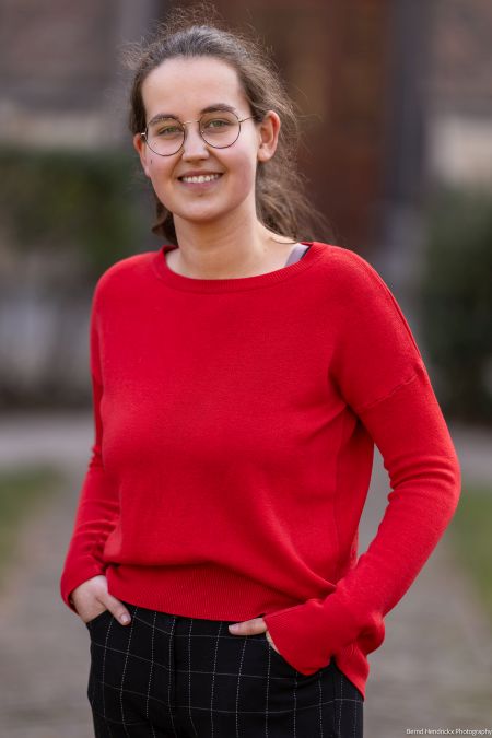 Nicky Voorneveld wearing red