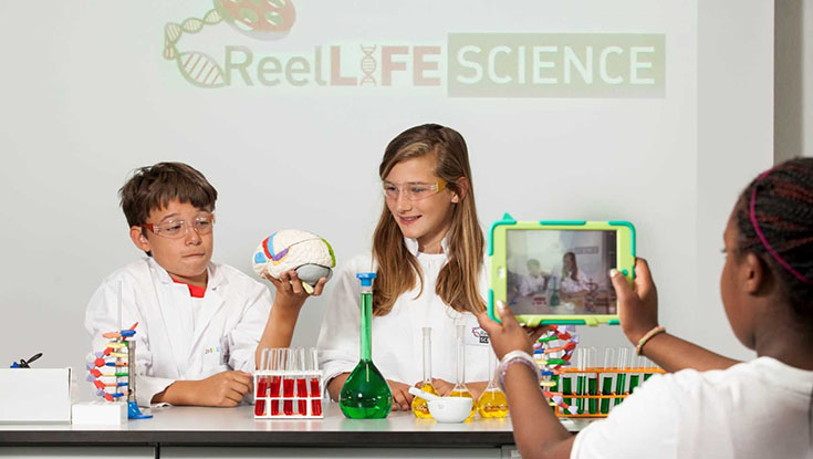 Making a video for ReelLIFE SCIENCE are pictured l-r: Juan Garcia Salamanca, Alix Lanthiez and Julia