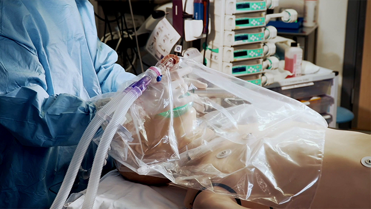 Demo model of an intubation bag from the CÚRAM and Galway Film Centre Science on Screen documentary