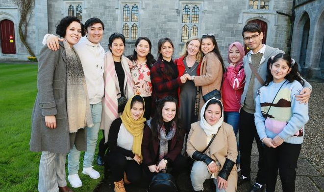 Afghan refugees visiting NUI Galway, a designated University of Sanctuary.